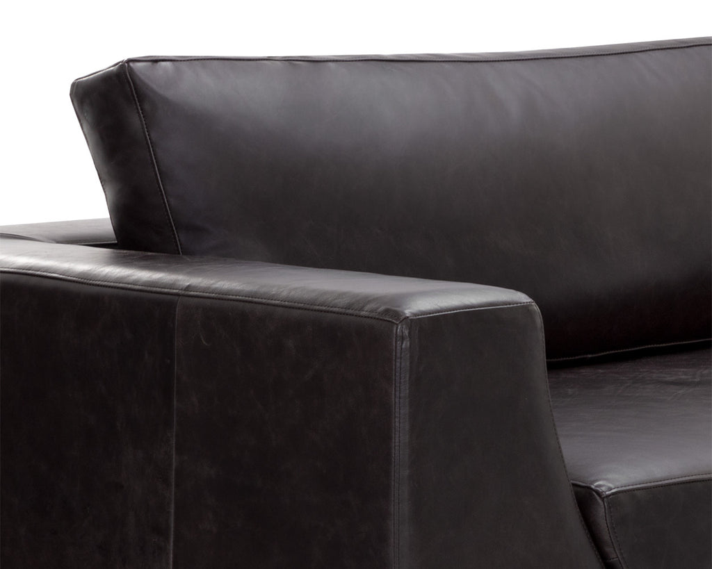 Anakin Sofa - Light Oak - Tuscany Warm Black Leather | Sunpan Furniture - 111216