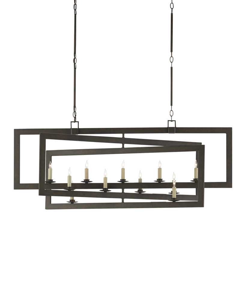 Currey & Co Middleton Bronze Rectangular Chandelier | 9000-0525