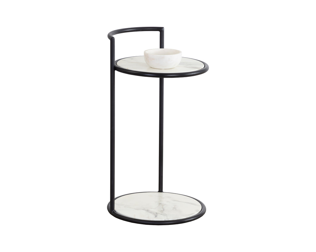 Parga End Table - Black - Marble Look | Sunpan Furniture - 111343