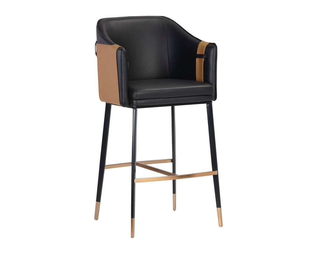 Carter Barstool - Napa Black / Napa Cognac | Sunpan Furniture - 106432