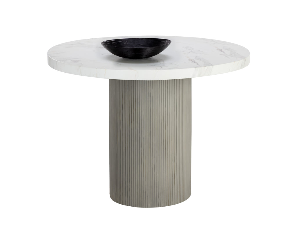 Nicolette Dining Table - Light Grey - Marble Look - 40" | Sunpan Furniture - 110477