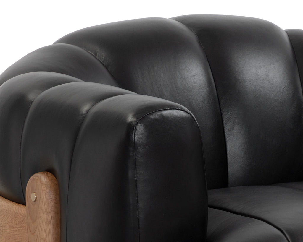 Tadeo Swivel Lounge Chair - Rustic Oak - Vintage Black Night Leather | Sunpan Furniture - 1110