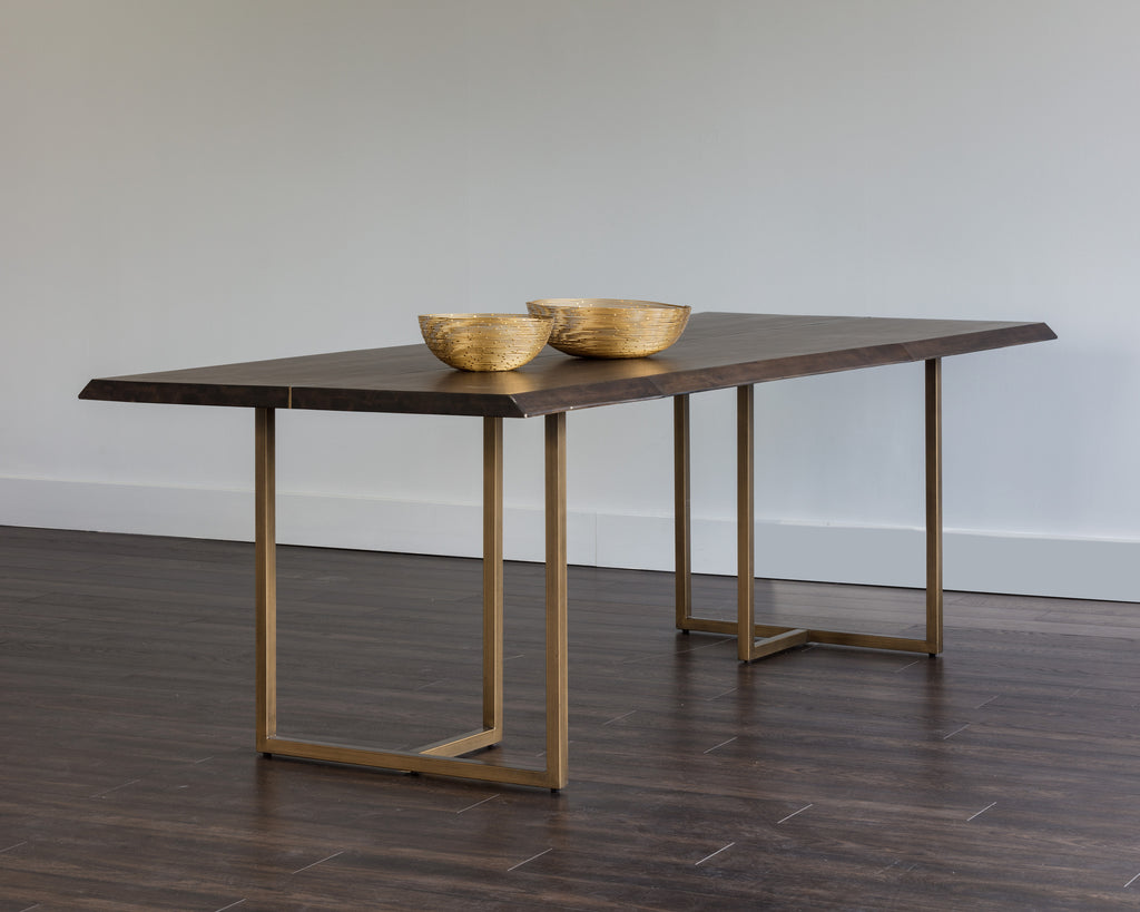 Donnelly Dining Table - Antique Brass - Dark Mango - 95" | Sunpan Furniture - 103315