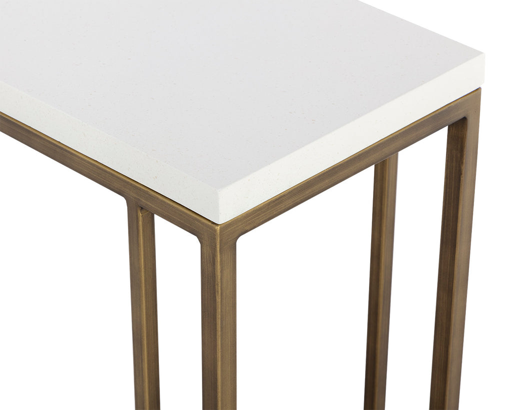 Sawyer End Table - Antique Brass - White | Sunpan Furniture - 108115