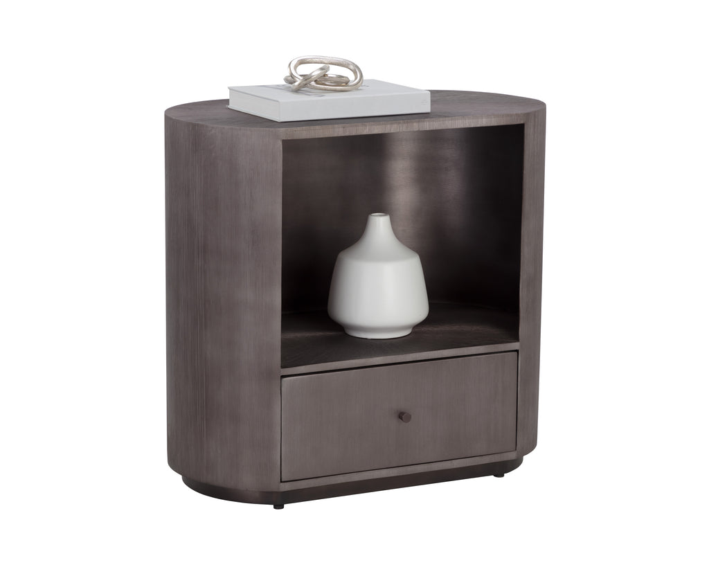 Siena Nightstand - Oval - Gunmetal | Sunpan Furniture - 110365