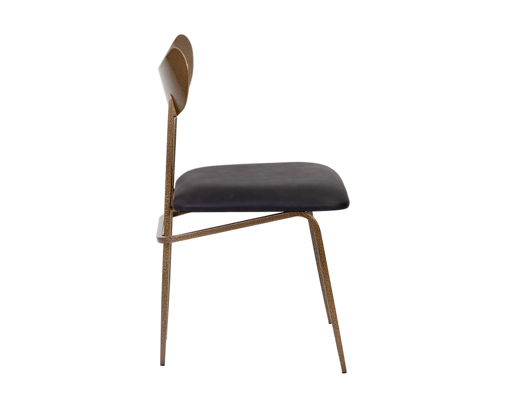 Gibbons Dining Chair - Antique Brass - Charcoal Black Leather | Sunpan Furniture - 110368