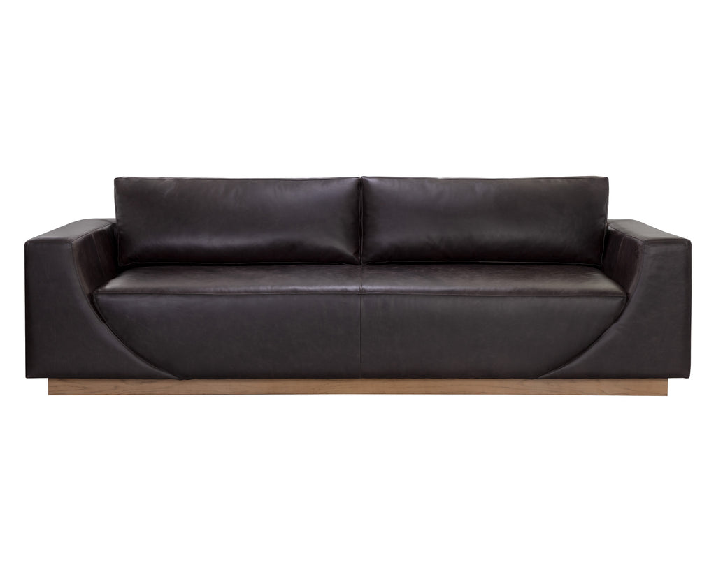 Anakin Sofa - Light Oak - Tuscany Warm Black Leather | Sunpan Furniture - 111216