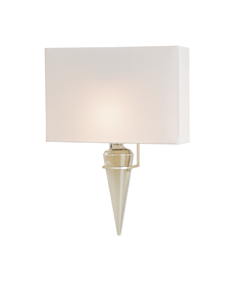 Larsen Nickel Wall Sconce, White Shade | Currey & Co - 5204