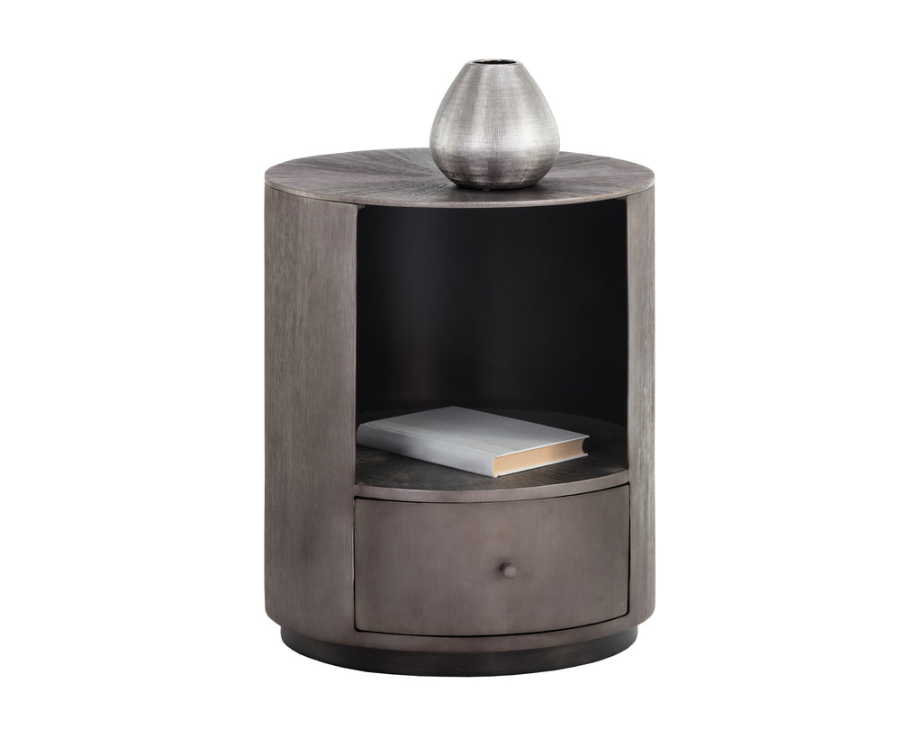 Siena Nightstand - Round - Gunmetal | Sunpan Furniture - 105498