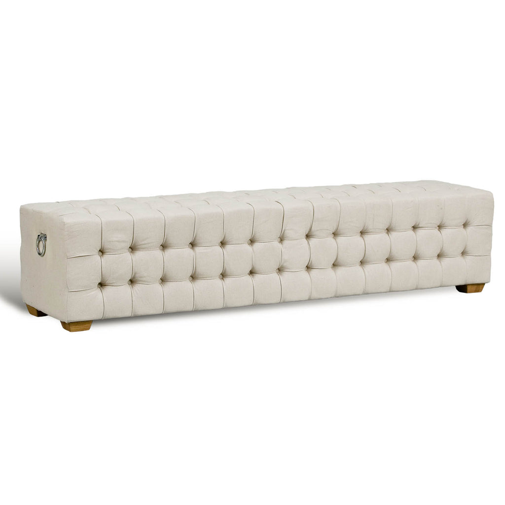 "Beam" Bench Tufted Beige Linen | Sarreid Ltd - U223-AS08