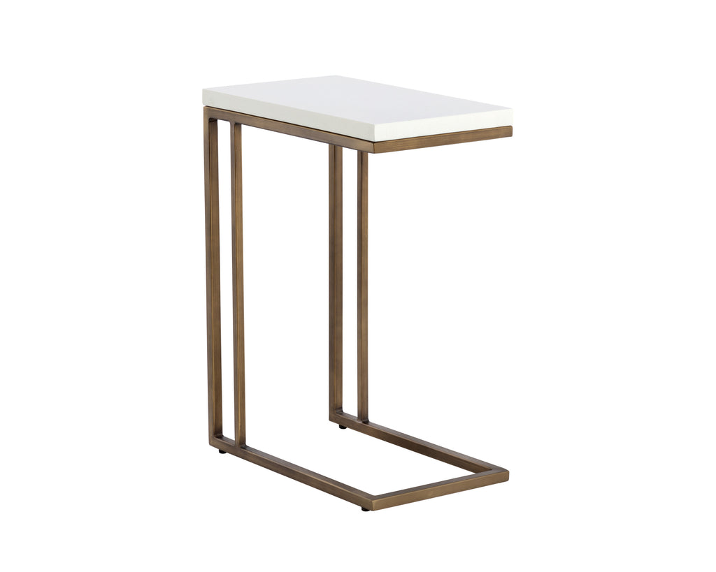 Sawyer End Table - Antique Brass - White | Sunpan Furniture - 108115