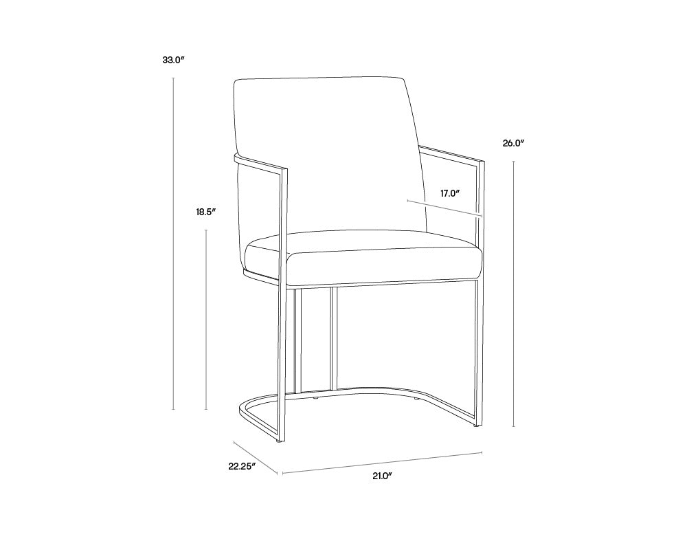 Rayla Dining Armchair - Belfast Oyster Shell | Sunpan Furniture - 106179