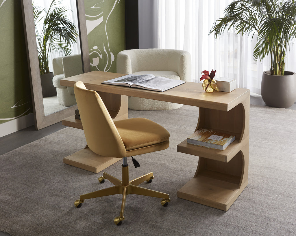 Catrine Desk - Rustic Oak | Sunpan Furniture - 109608