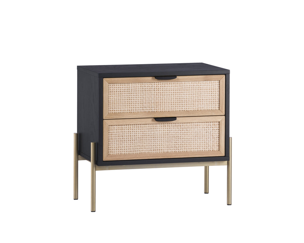 Avida Nightstand - Gold - Black/Natural | Sunpan Furniture - 107163