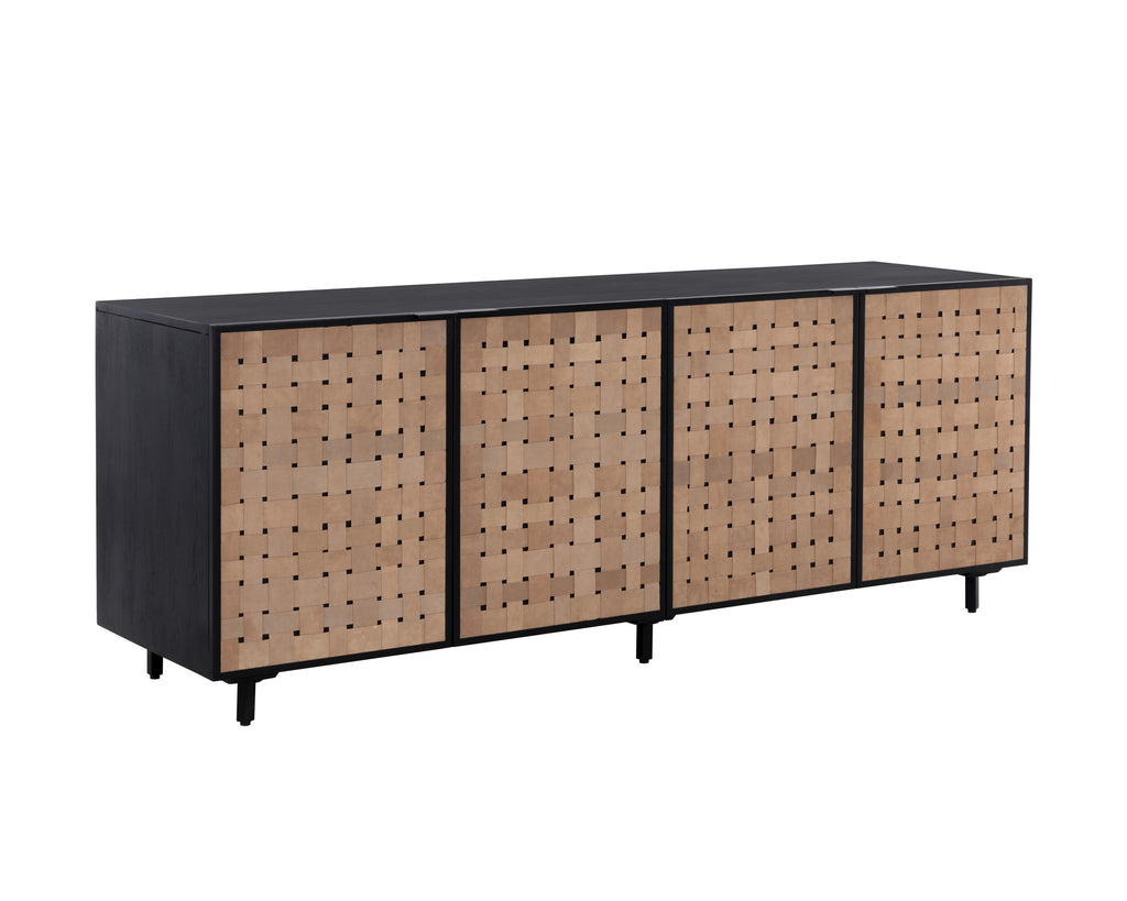 Omari Sideboard - Large - Suede Light Tan Leather | Sunpan Furniture - 110770