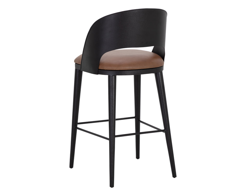 Dezirae Barstool - Black - Cognac Leather | Sunpan Furniture - 111051