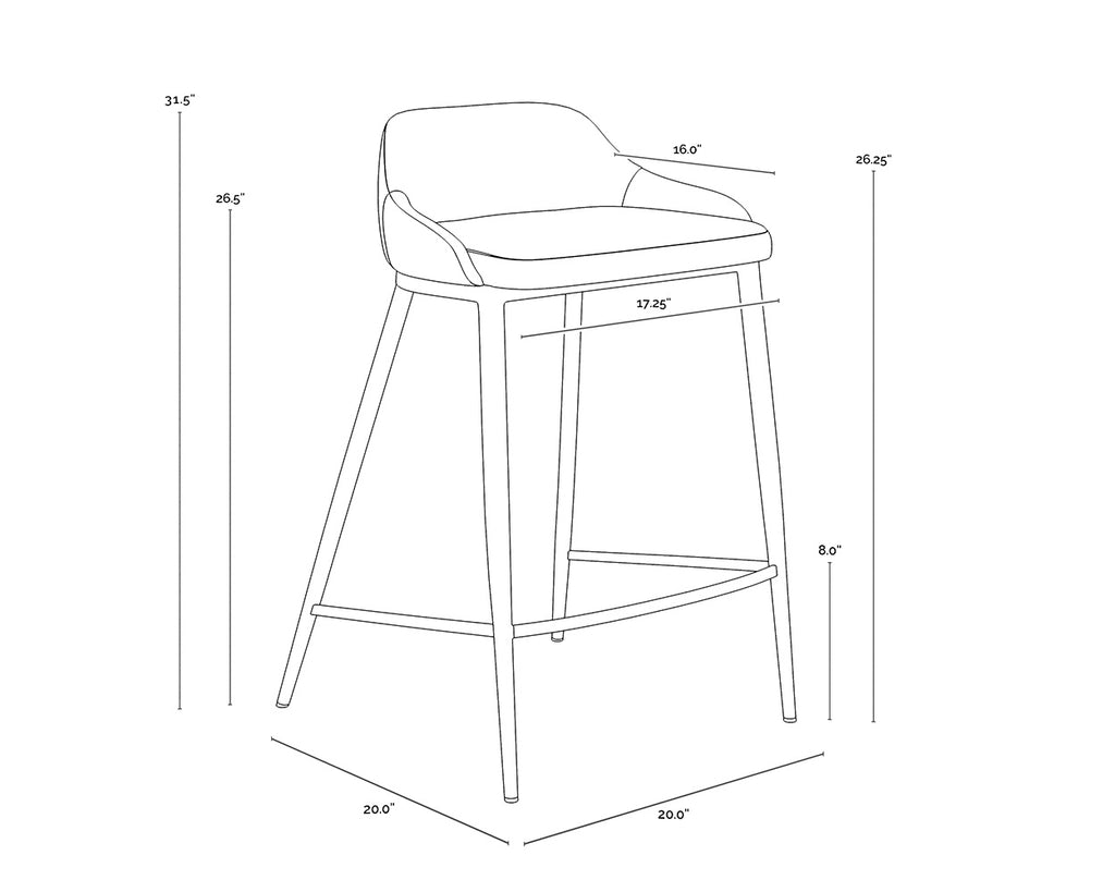 Astra Counter Stool - Black - Cinnamon Brown | Sunpan Furniture - 111083