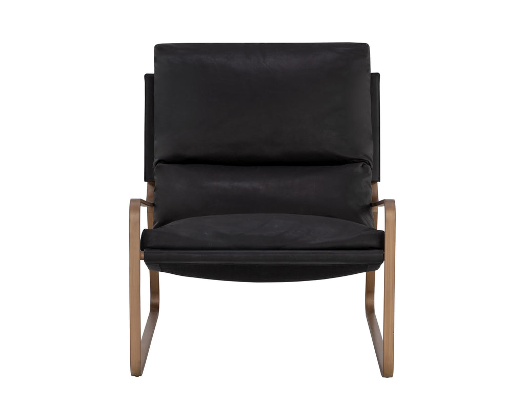 Zancor Lounge Chair - Antique Brass - Charcoal Black Leather | Sunpan Furniture - 110657