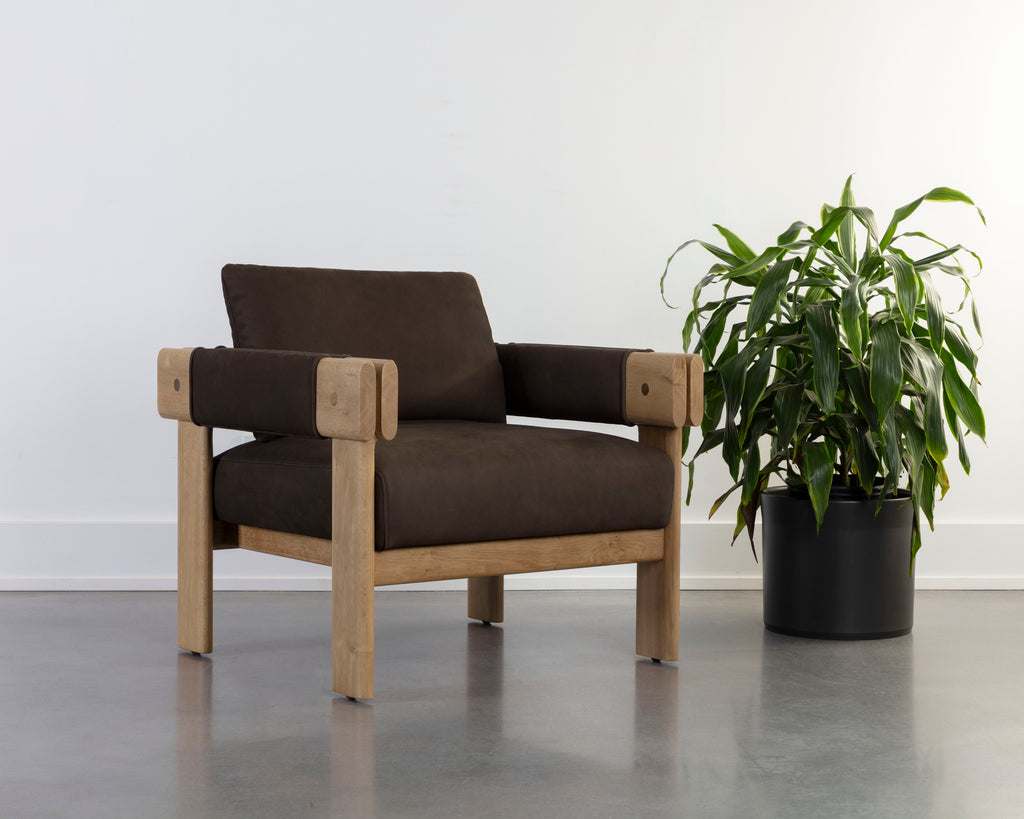 Carmichael Lounge Chair - Nubuck Cocoa Leather | Sunpan Furniture - 111825