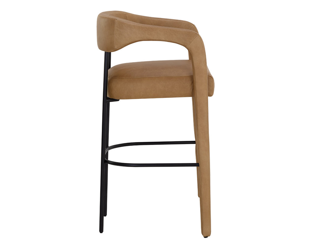 Mavia Barstool - Ludlow Sesame Leather | Sunpan Furniture - 111529