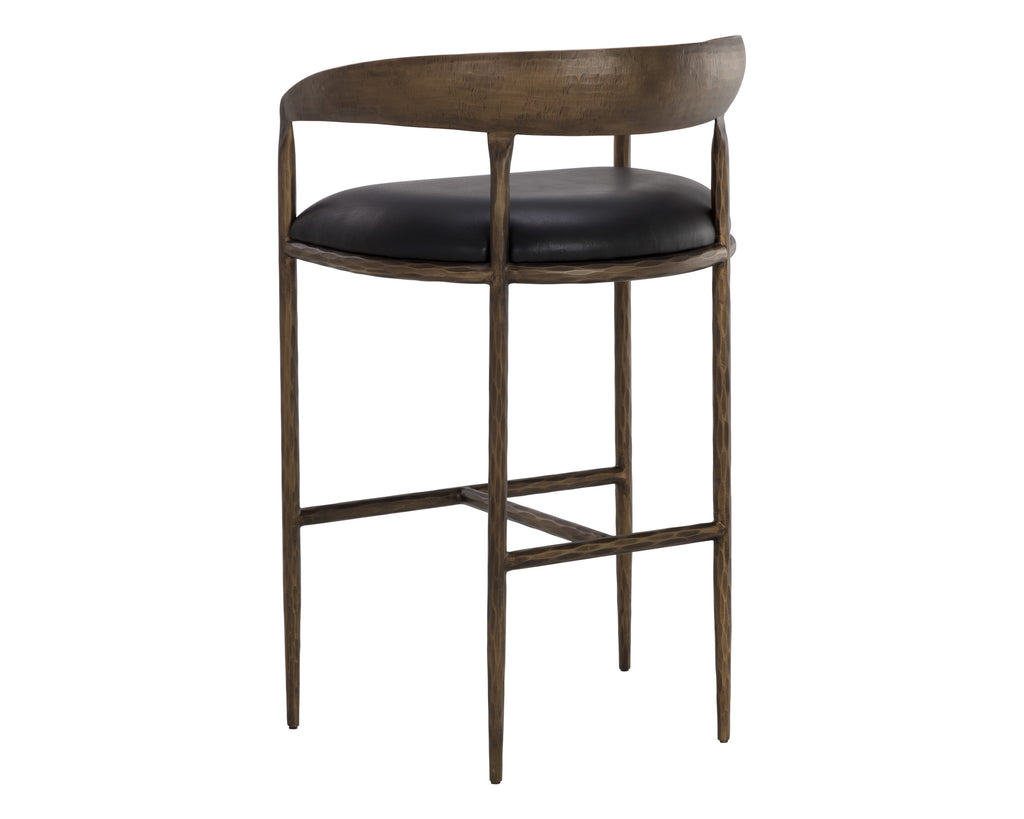 Zanatta Barstool - Charcoal Black Leather | Sunpan Furniture - 111001