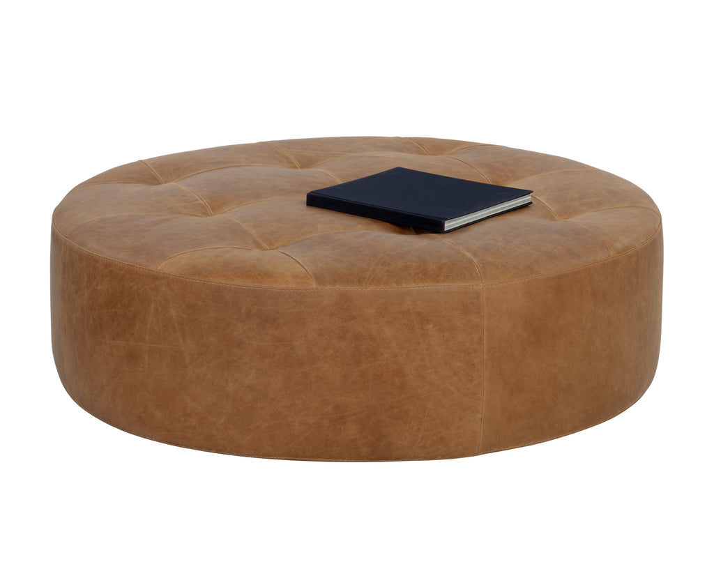 Nilda Ottoman - Camel Leather | Sunpan Furniture - 109015