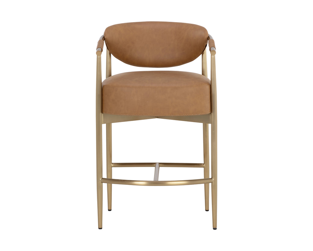 Heloise Counter Stool - Milliken Cognac | Sunpan Furniture - 111574