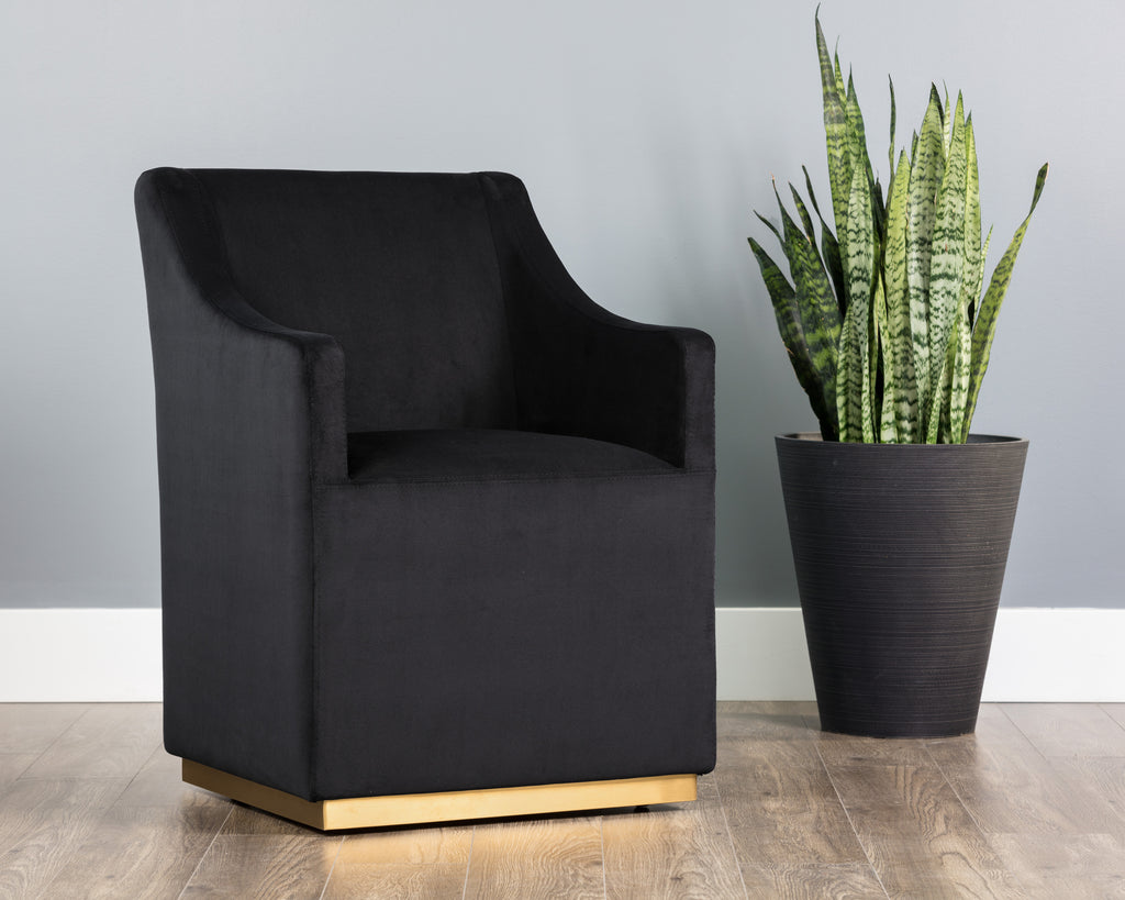 Zane Wheeled Lounge Chair - Abbington Black | Sunpan Furniture - 104982