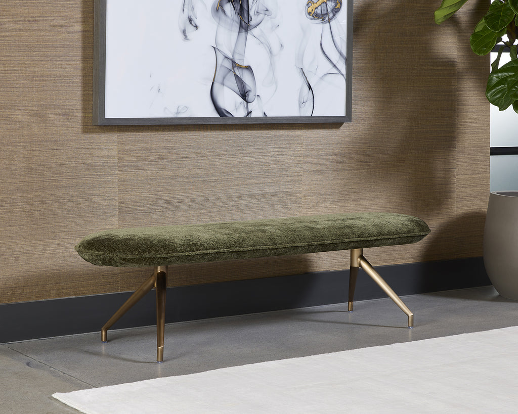 Elowen Bench - Bergen Olive | Sunpan Furniture - 108526