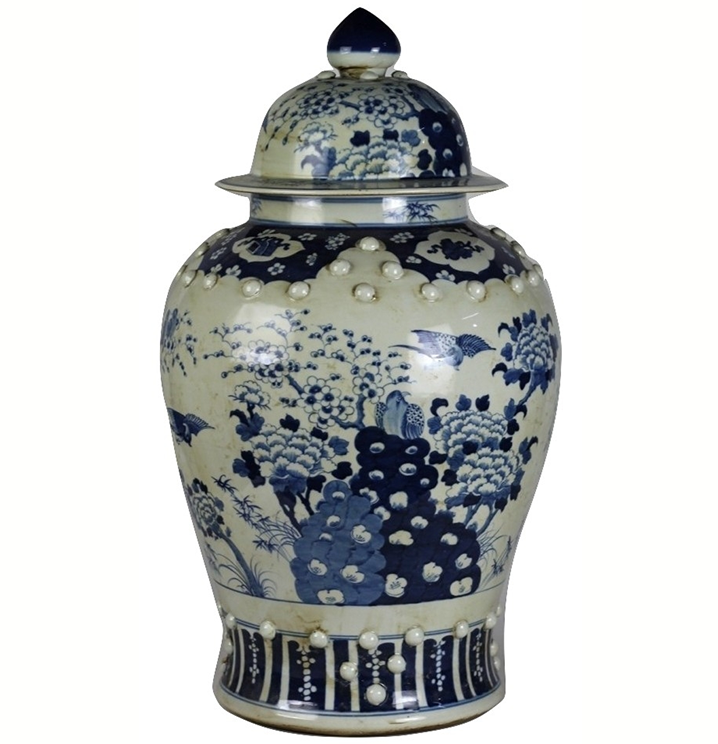 Grand Antiqued Raised Dot Ginger Jar | Enchanted Home - POR063