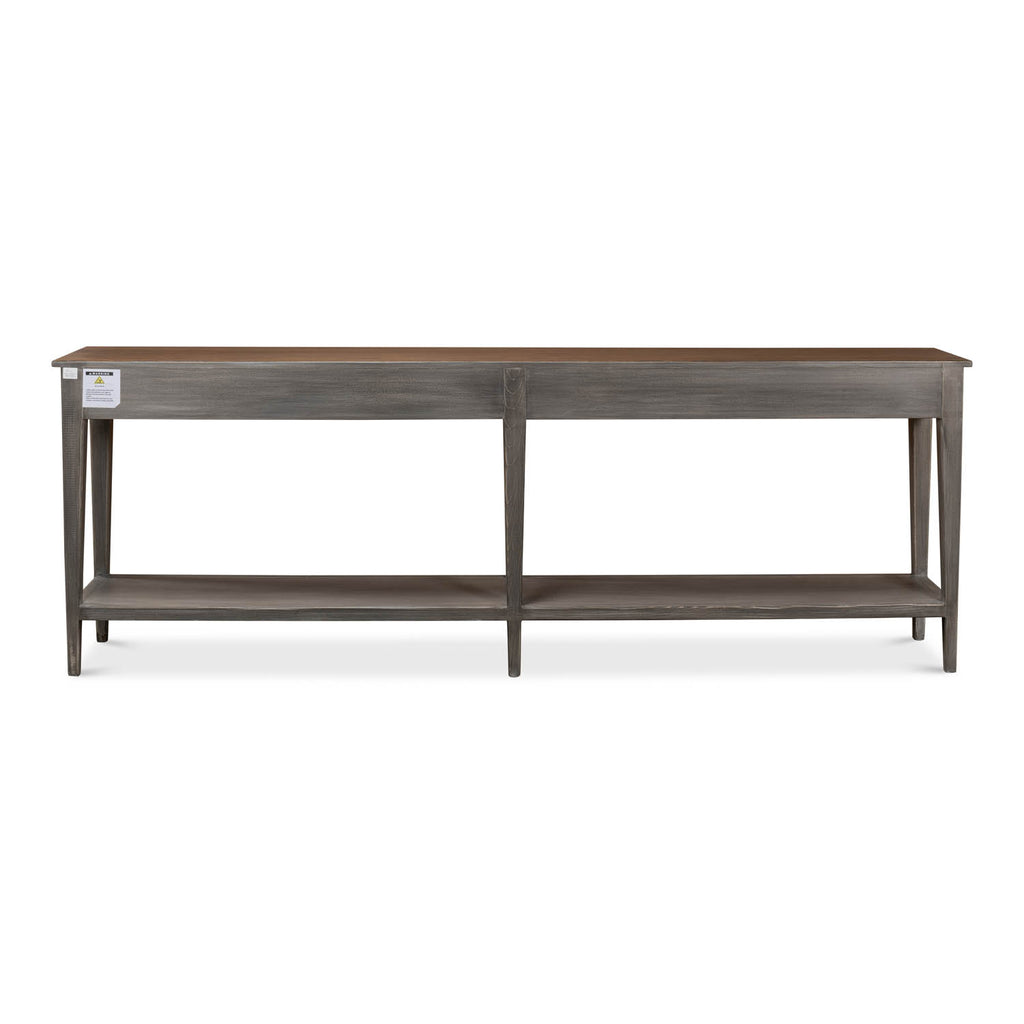 Provincial Hall Table Grey W/Natural Tp | Sarreid Ltd - 30893