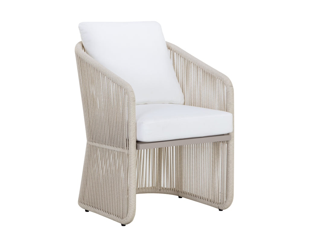 Allariz Dining Armchair - Greige - Stinson White | Sunpan Furniture - 111153