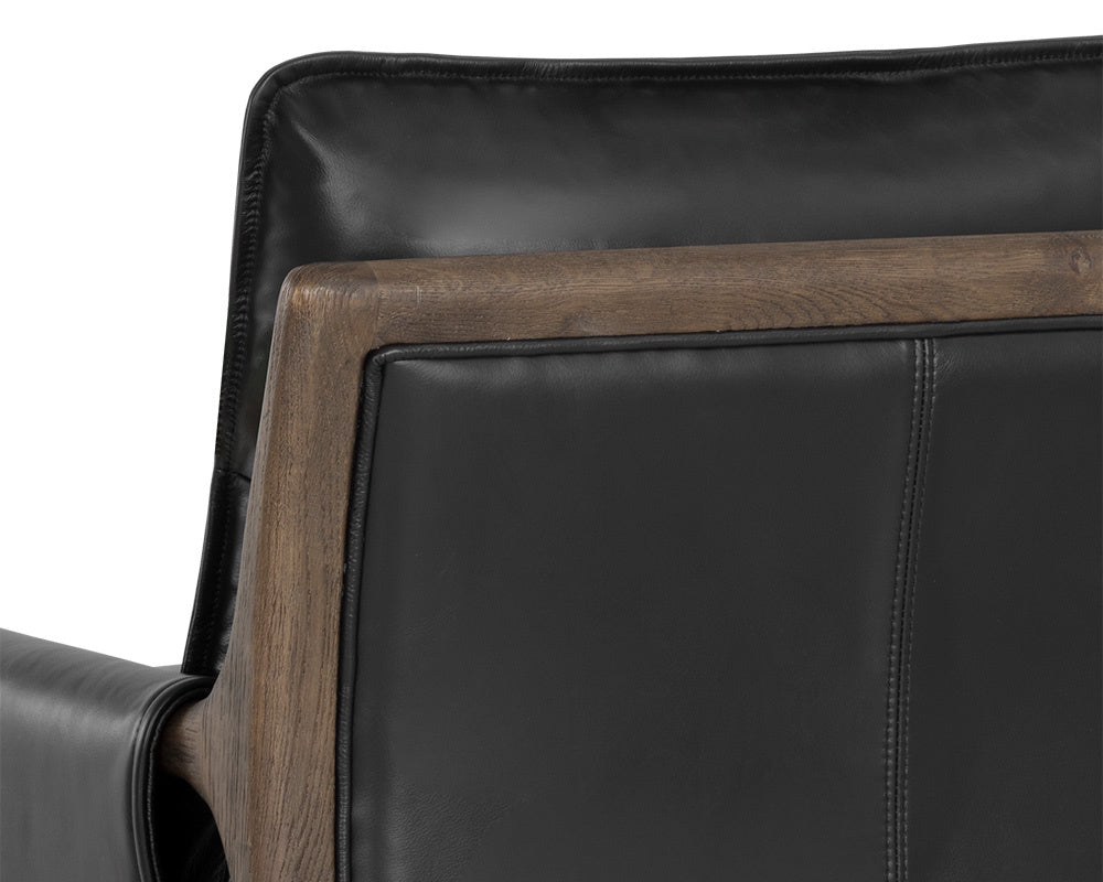 Mauti Armchair - Distressed Brown - Cortina Black Leather | Sunpan Furniture - 110572