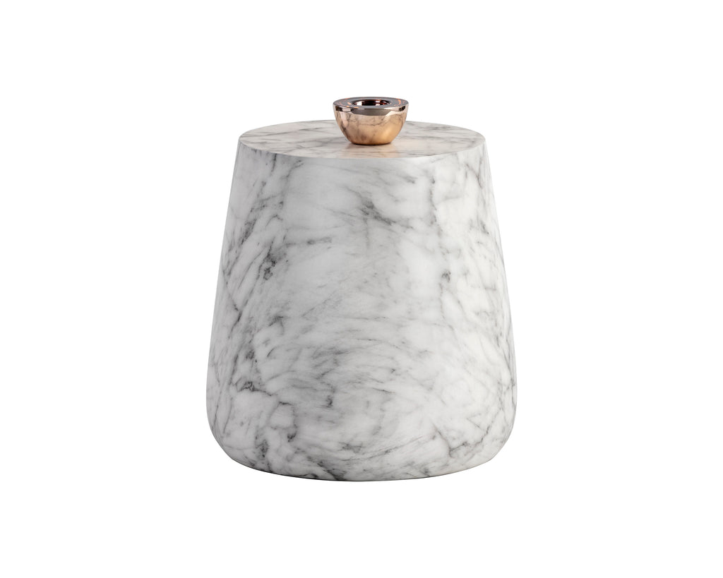 Aries End Table - Marble Look - White | Sunpan Furniture - 106402