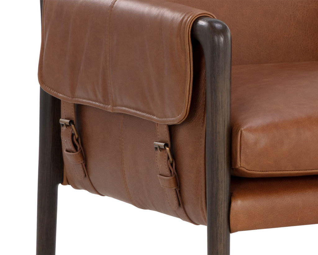 Mauti Dining Armchair - Brown - Shalimar Tobacco Leather | Sunpan Furniture - 111655