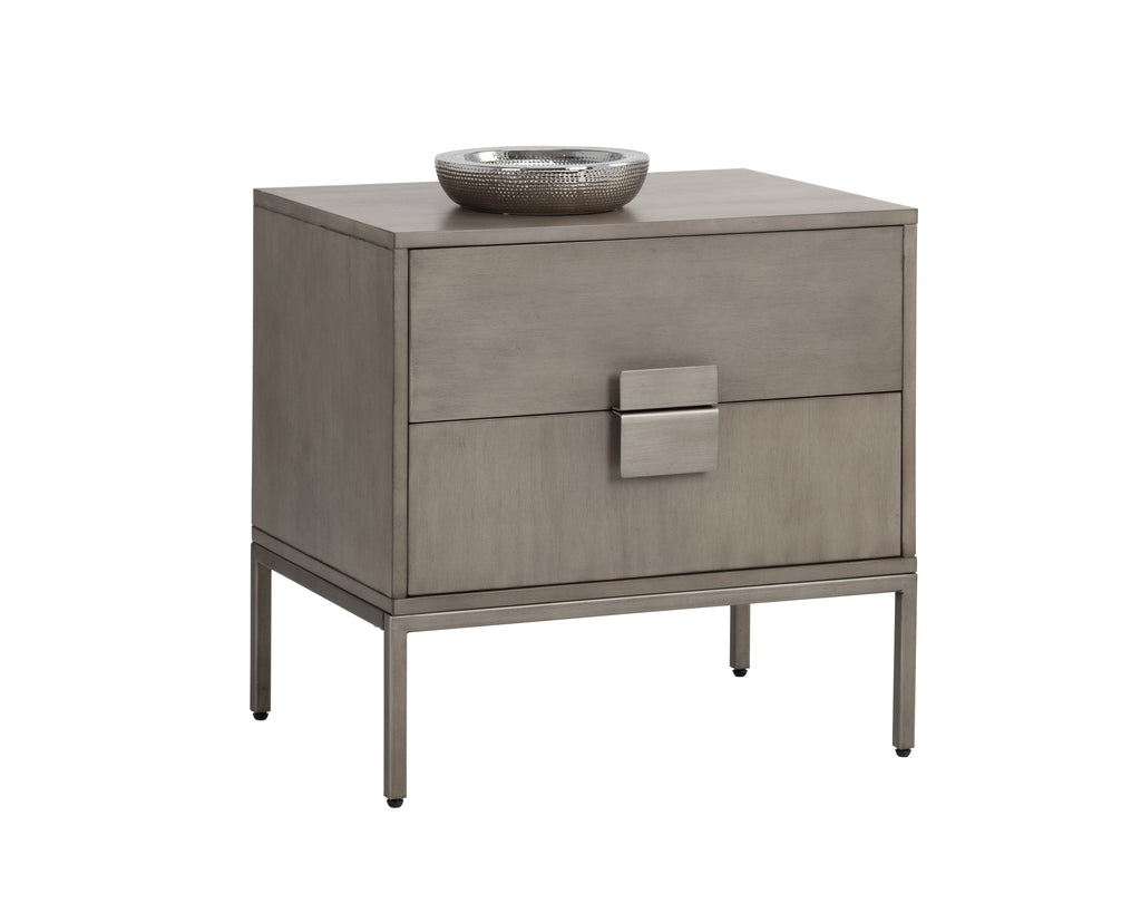 Jade Nightstand - Antique Silver - Ash Grey | Sunpan Furniture - 104100