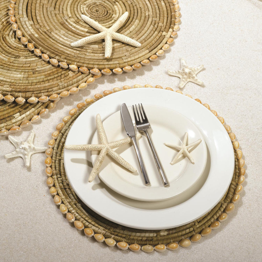 Two's Company Pandan and Seashell Placemats - Sigay Shells/Pandan (set of 4)