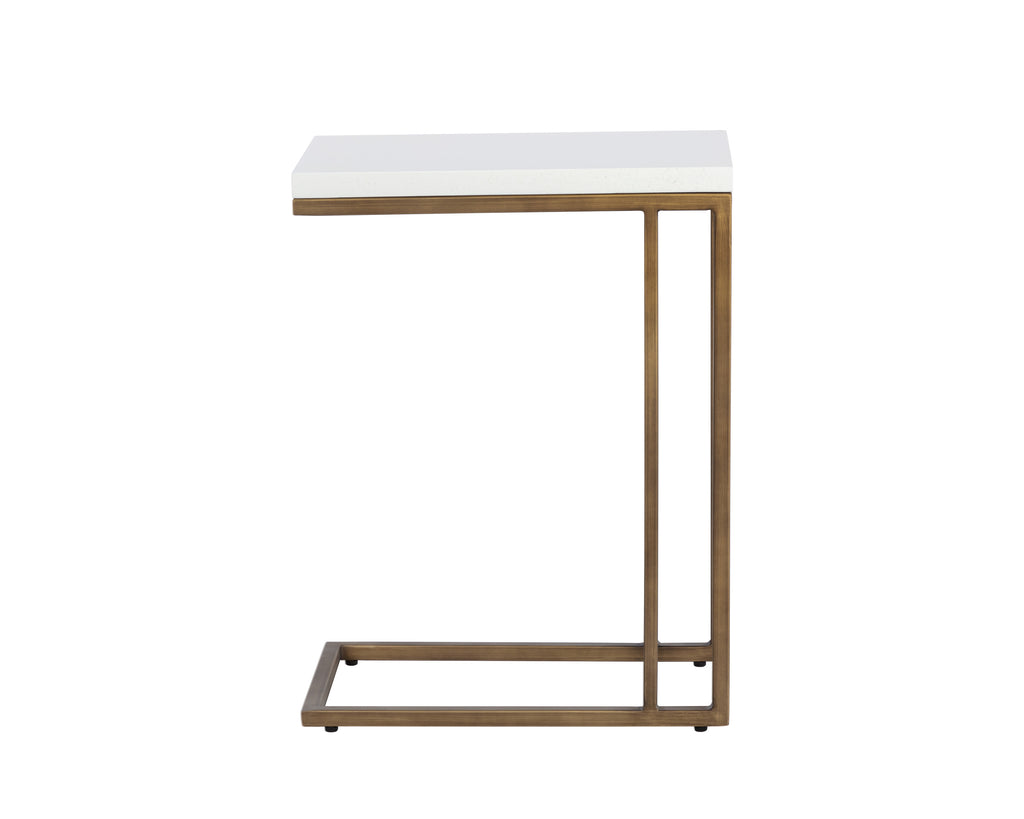 Sawyer End Table - Antique Brass - White | Sunpan Furniture - 108115