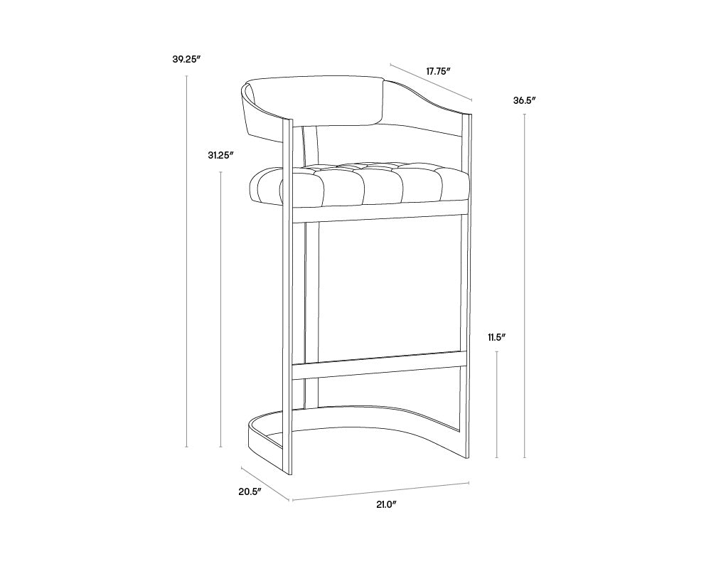 Beaumont Barstool - Antique Brass - Cantina Black | Sunpan Furniture - 103777