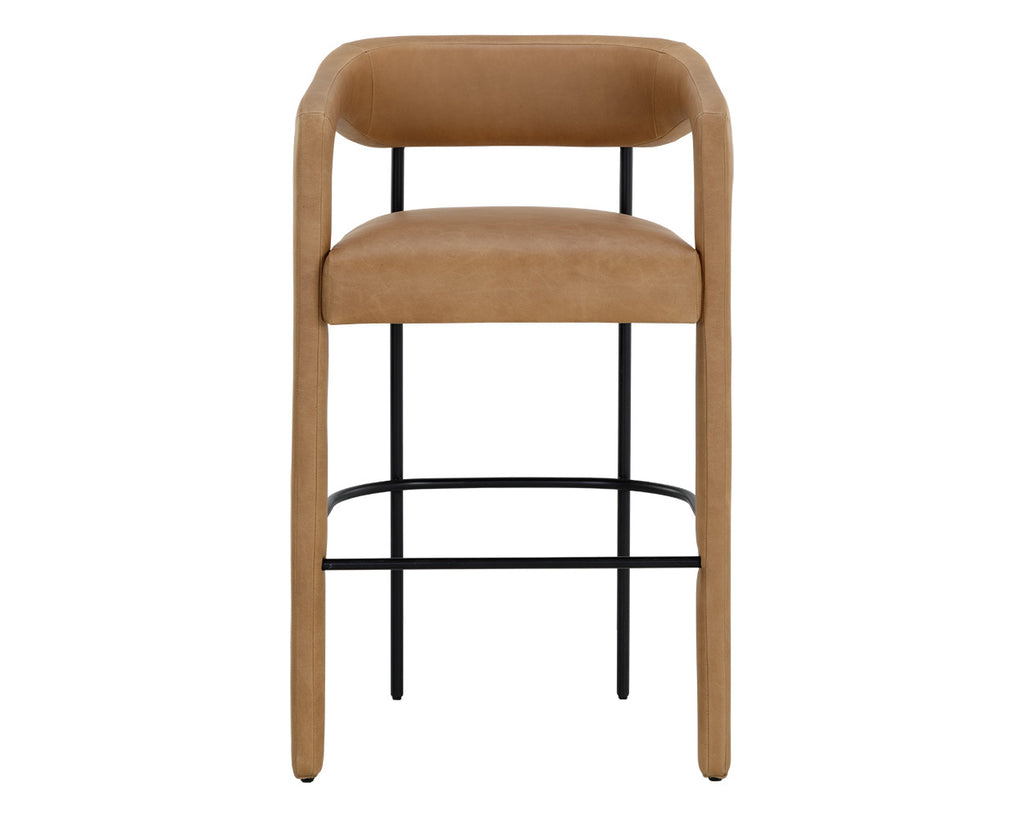 Mavia Barstool - Ludlow Sesame Leather | Sunpan Furniture - 111529