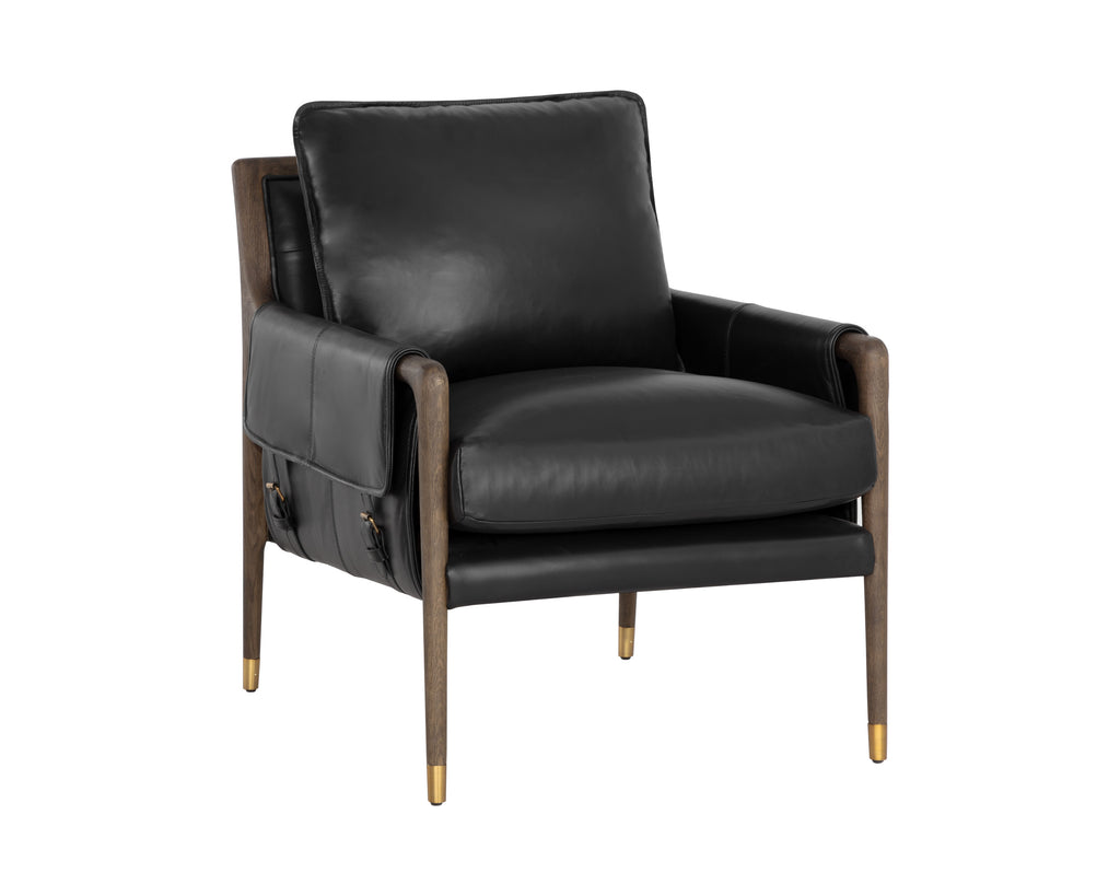 Mauti Armchair - Distressed Brown - Cortina Black Leather | Sunpan Furniture - 110572