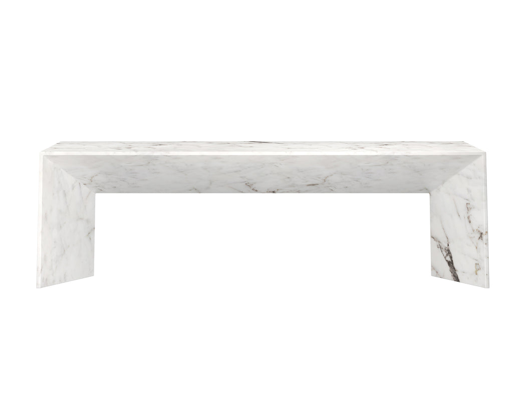 Nomad Bench - Marble Look - White | Sunpan Furniture - 108021