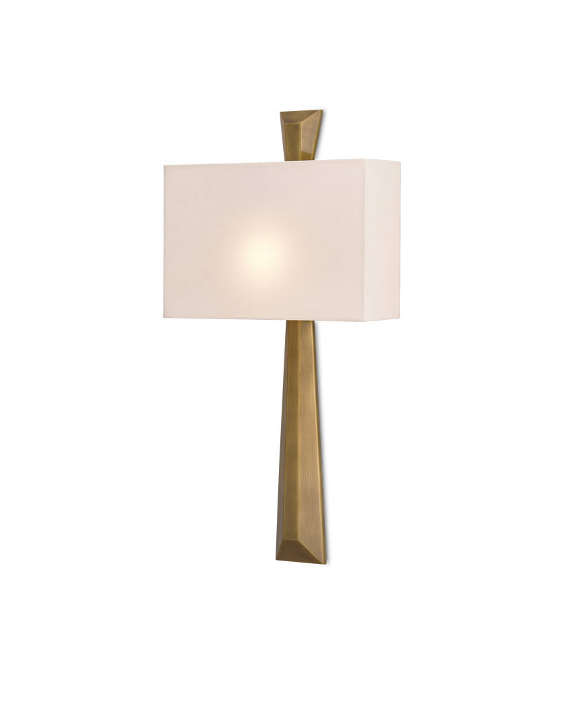 Currey & Co Arno Brass Wall Sconce, White Shade | 5900-0016