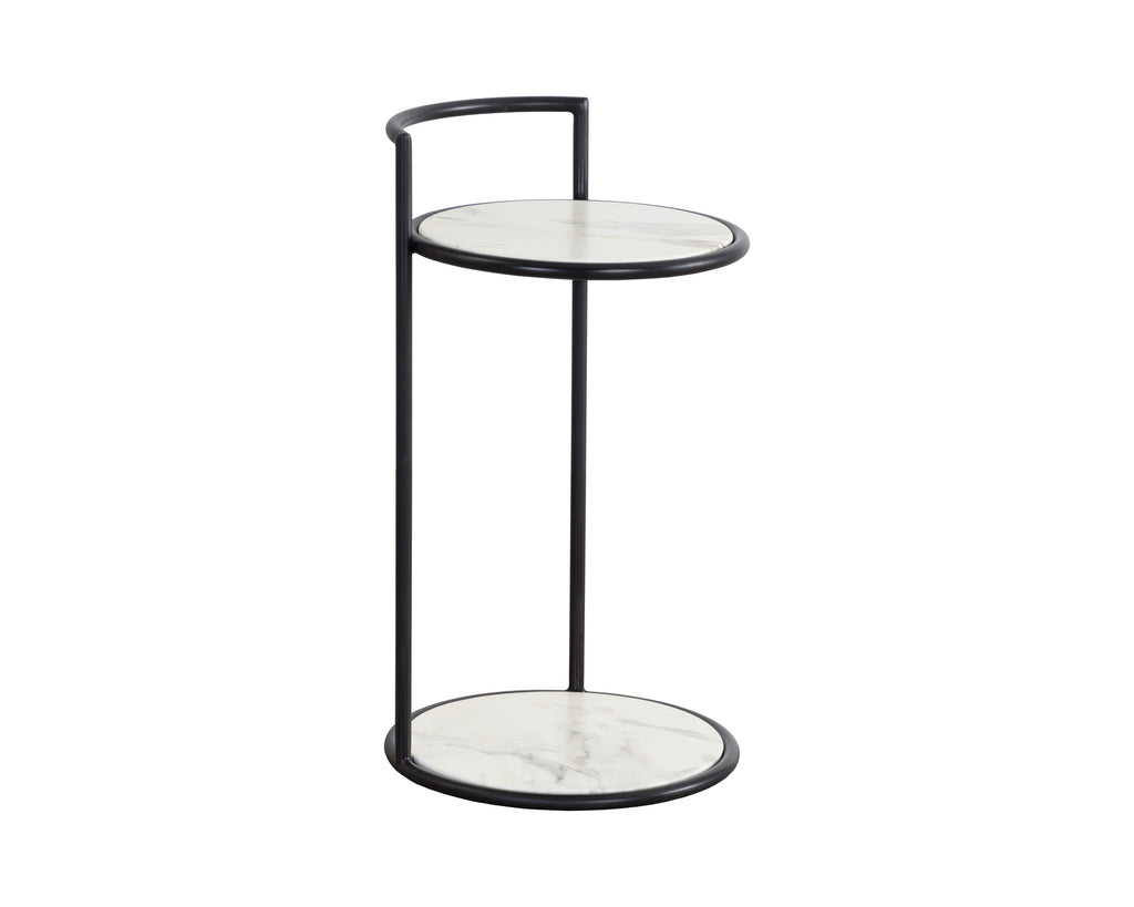 Parga End Table - Black - Marble Look | Sunpan Furniture - 111343