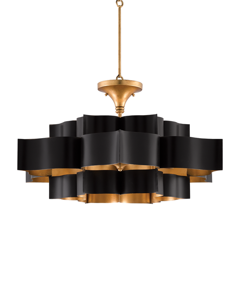 Currey & Co Grand Lotus Large Black Chandelier | 9000-0429