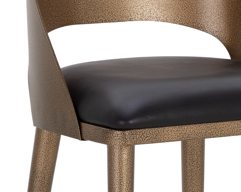 Dezirae Barstool - Antique Brass - Charcoal Black Leather | Sunpan Furniture - 111052