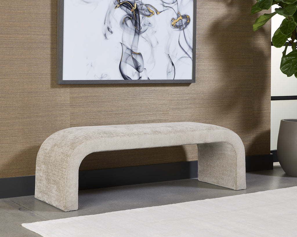 Nahara Bench - Bergen Taupe | Sunpan Furniture - 108427