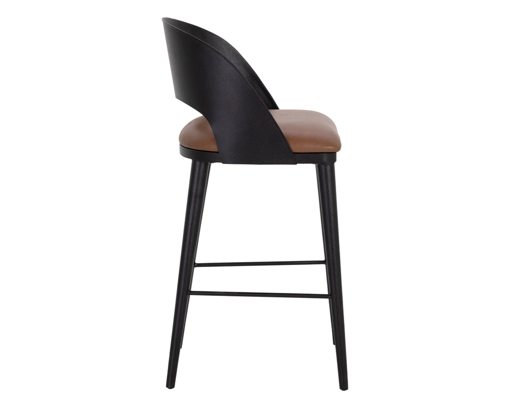 Dezirae Barstool - Black - Cognac Leather | Sunpan Furniture - 111051