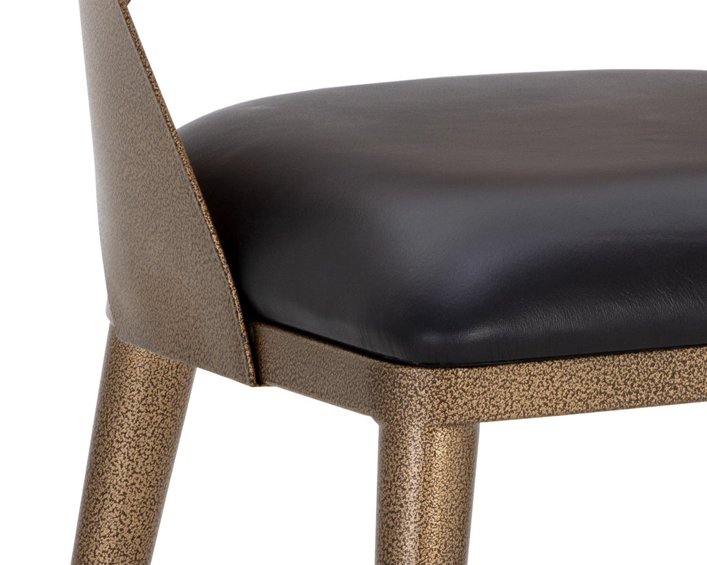 Dezirae Dining Chair - Antique Brass - Charcoal Black Leather | Sunpan Furniture - 111041