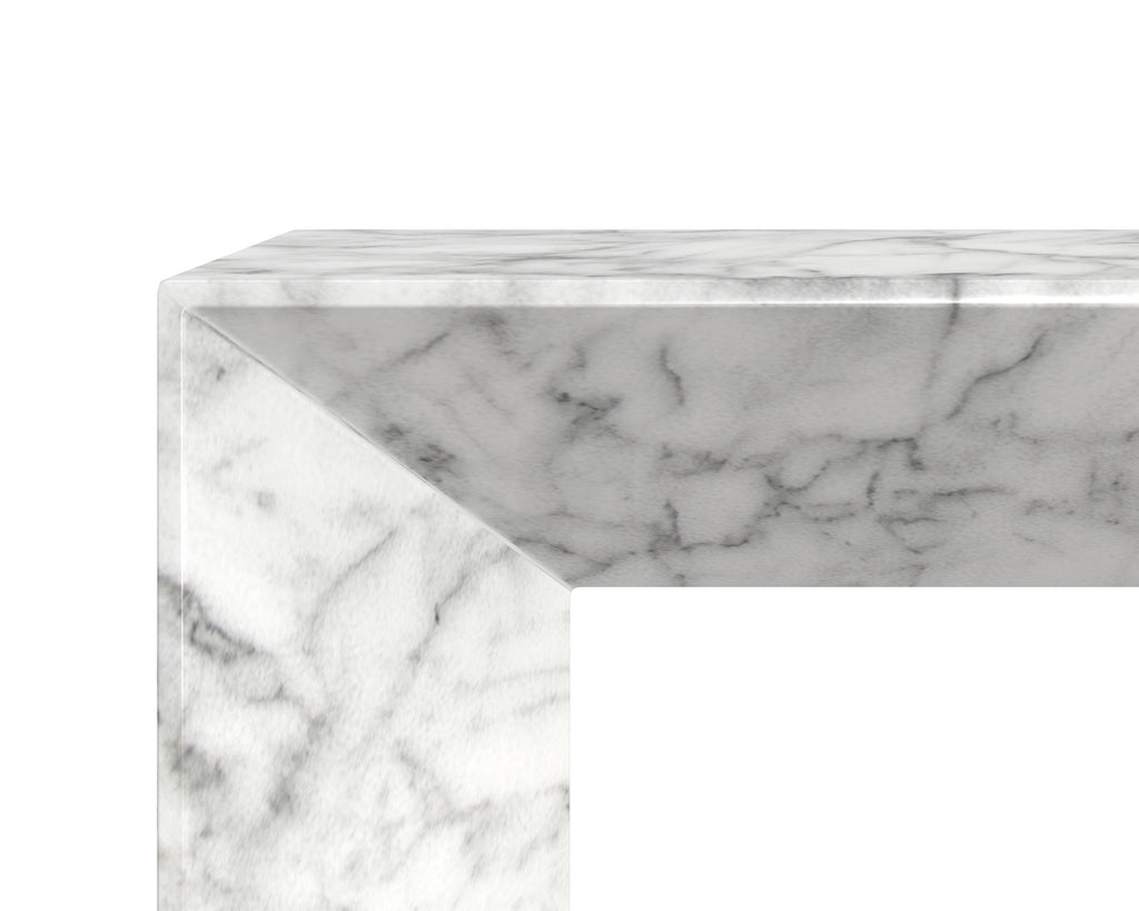 Nomad Bench - Marble Look - White | Sunpan Furniture - 108021